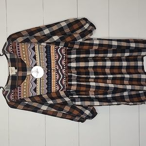 Hayden Los Angeles Embroidered Plaid Tunic Dress Size XL